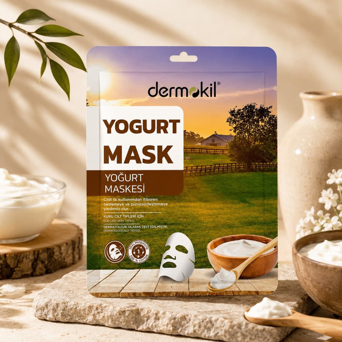 Moisturizing Yogurt Extract Sheet Face Mask for Dry Skin