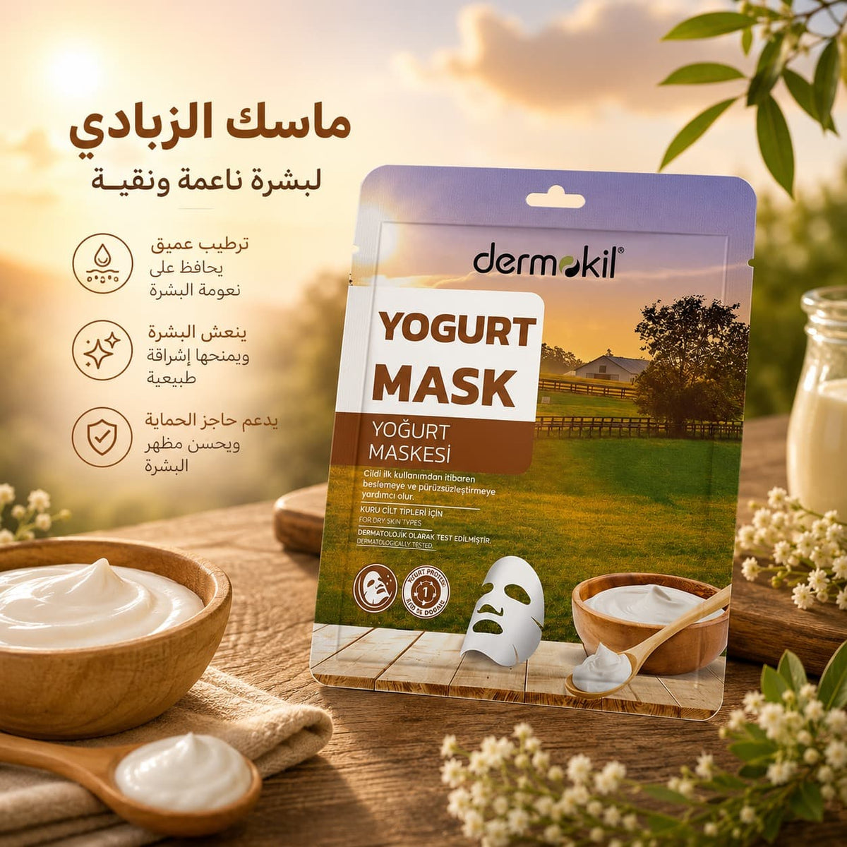Moisturizing Yogurt Extract Sheet Face Mask for Dry Skin
