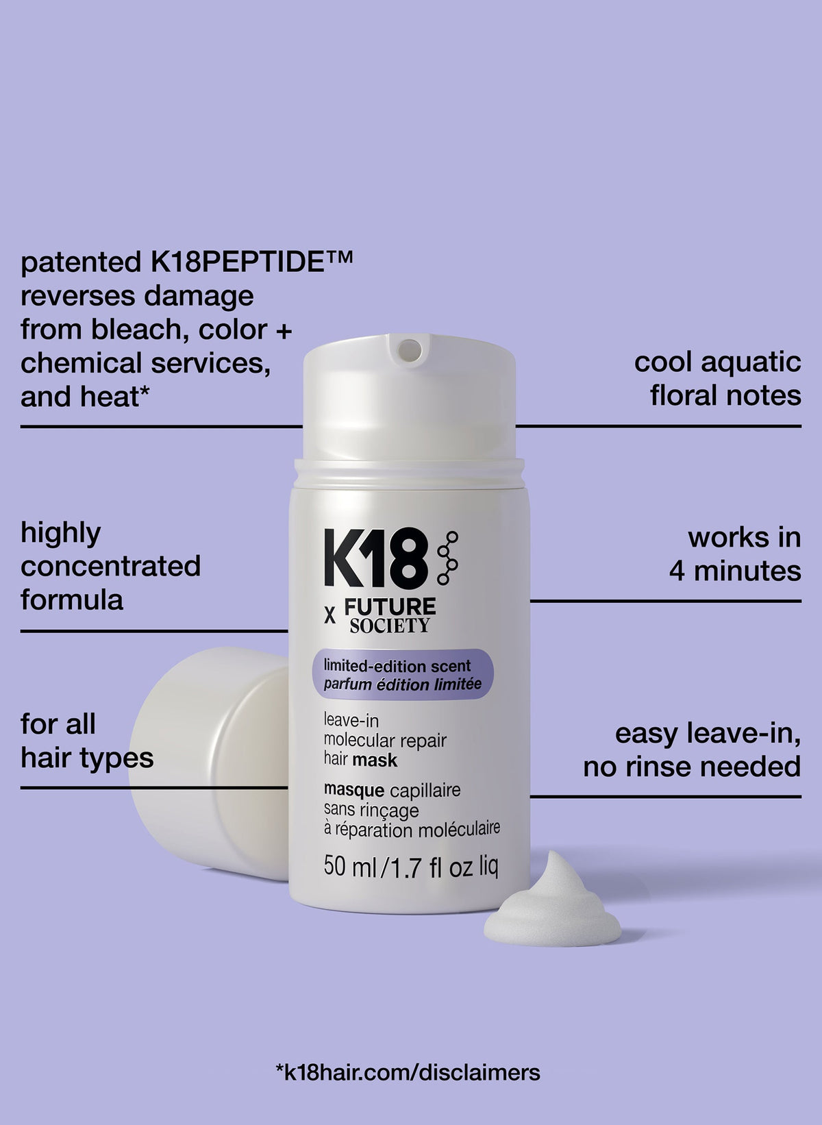 K18 x Future Society Leave-In Molecular Repair Hair Mask