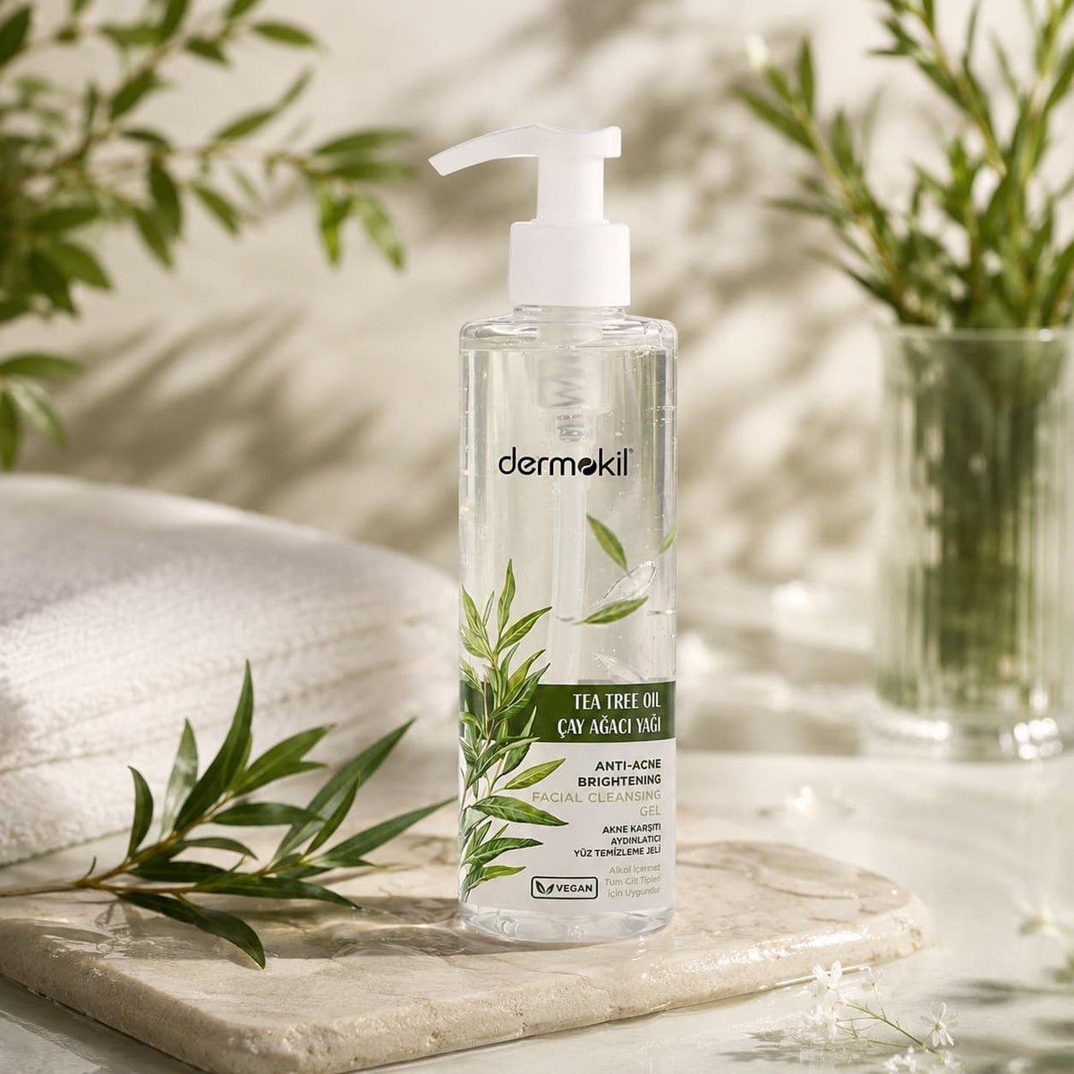Tea Tree Oil Anti-Acne Facial Cleansing Gel with Niacinamide 200ml -Dermokil