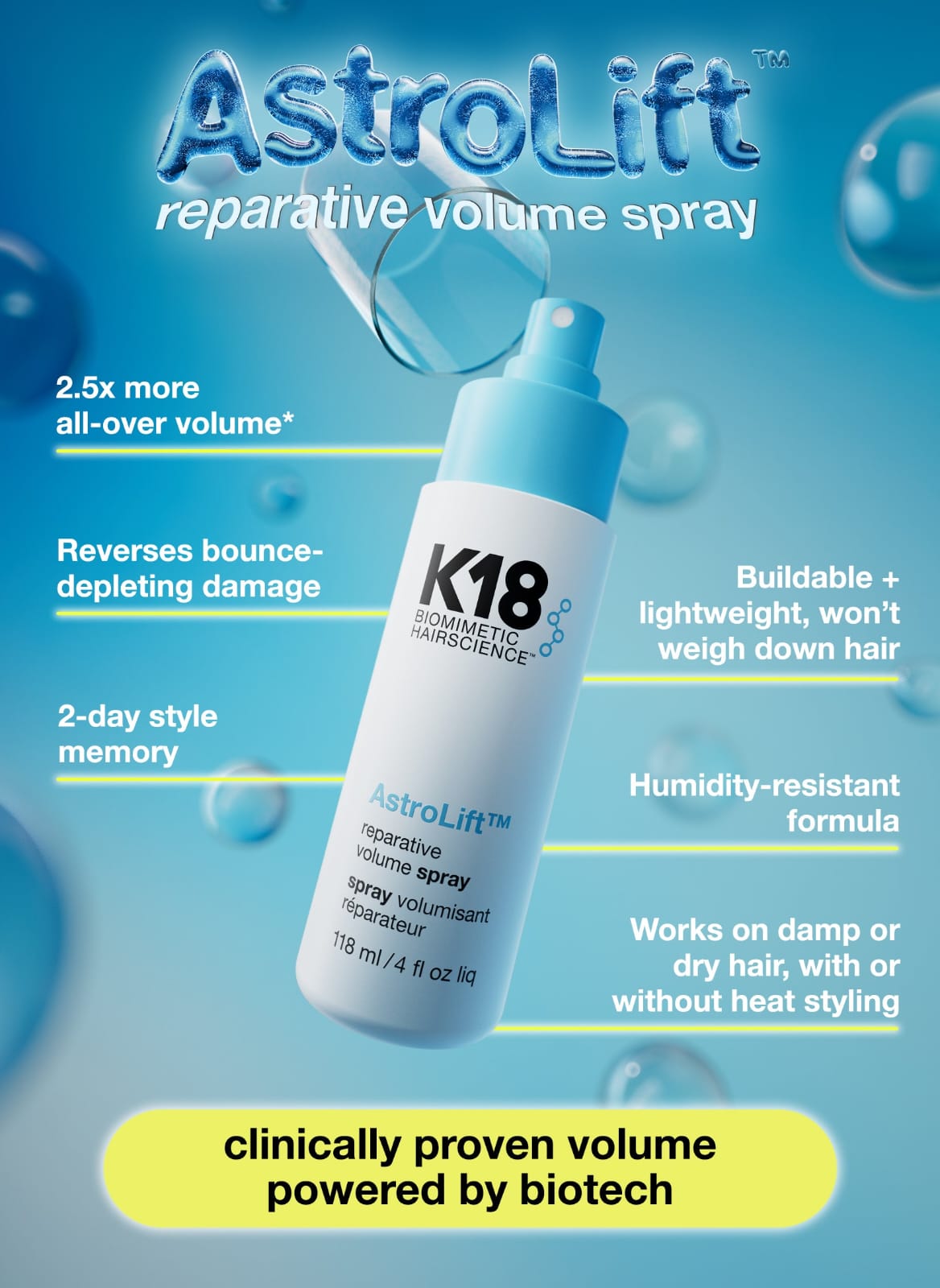 K18 Biomimetic Hairscience AstroLift™ Reparative Volume Spray